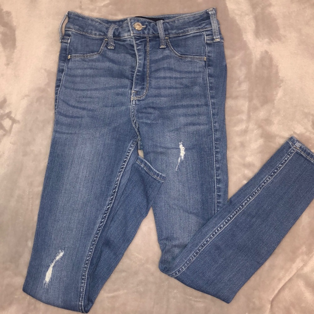 Hollister Ripped Skinny Blue Jeans